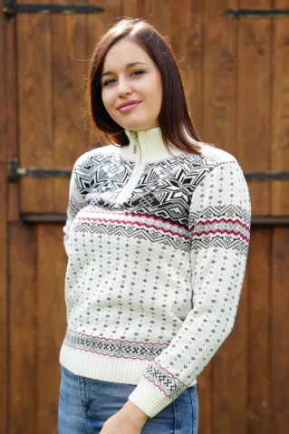 Damski biały norweski sweter wełniany Libora-Z