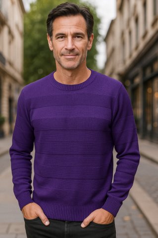 Fialový pánský pletený pulovr Milo