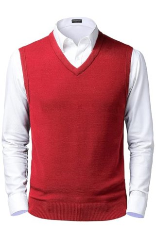 Pletená hladká vesta P2037BB red