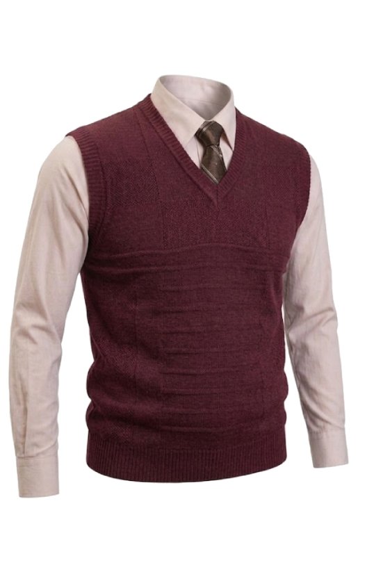 Muški pleteni prsluk Ewident – Elegantno pletivo, bordo