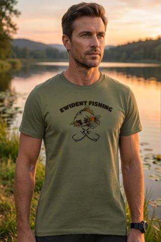 Carpfishing fishing T-shirt 100% cotton green
