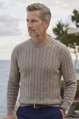 Muški pulover Crim s pletenim uzorkom – bež | Ewident