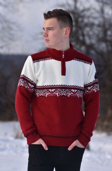 Pánsky sveter s nórskym vzorom Parker Z vínová
