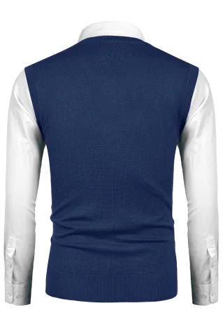 Muški pleteni prsluk Kocka BB plava