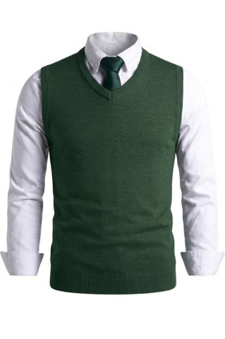 Knitted Plain Vest P2037BB Green