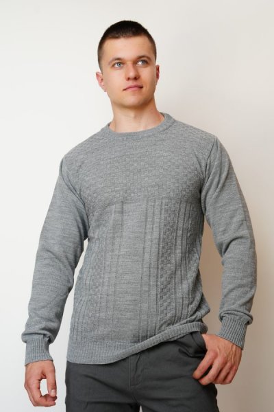 Jednobarevný vzorovaný pulovr MIŠO šedá