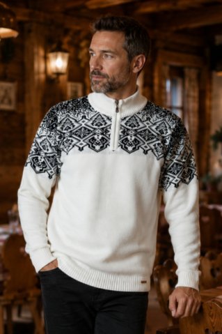 Ewident - Pánsky biely nórsky sveter 1/4 zips – Winti-Z