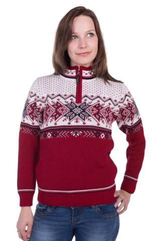 Igora-Z – dámsky pletený nórsky sveter v bordovej farbe