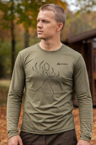 Poľovnícke tričko s jeleňom s mohutným parožím Deerheadkvet
