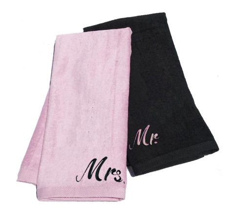 Elegáns törölközők Mr. Mrs. black/pink