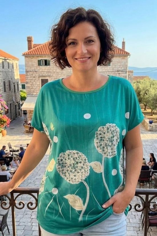 Elegantna zelena bluza JVP3017 – prozračan ljetni materijal