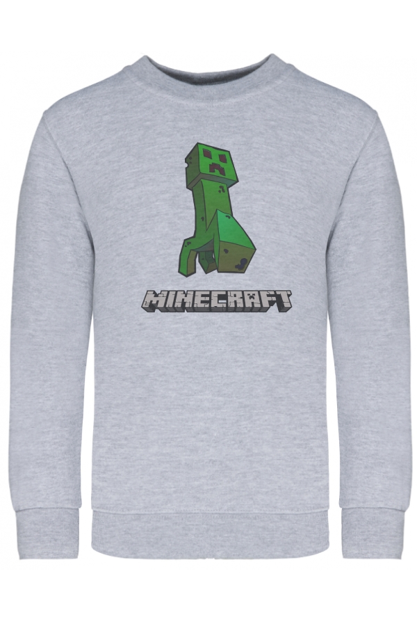 Minecraft sivá mikina pre deti Minekrok