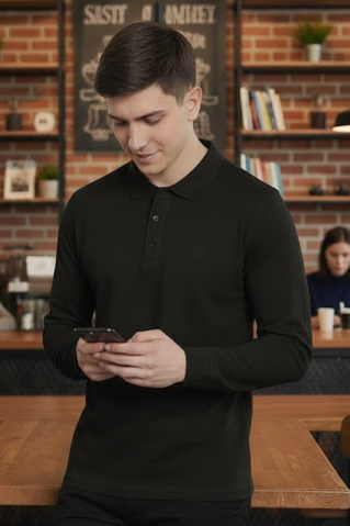 Muška polo majica dugih rukava Ewident 44256 crna