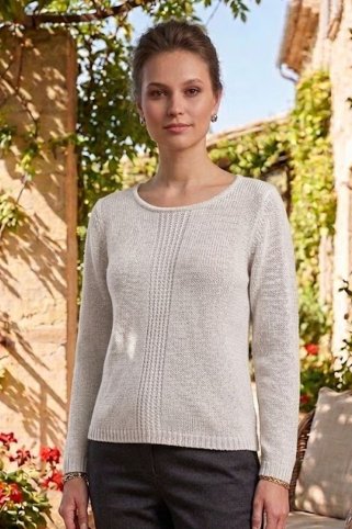 Ženski džemper s nježnim uzorkom na prednjoj strani natur