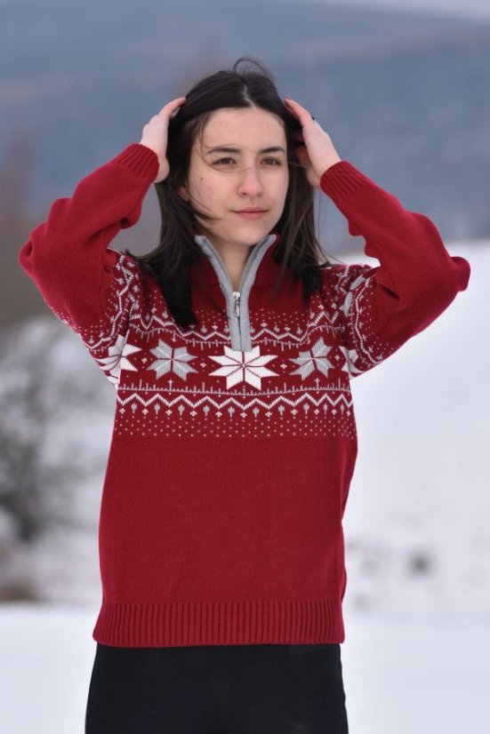 Ženski bordo norveški pulover – Mira