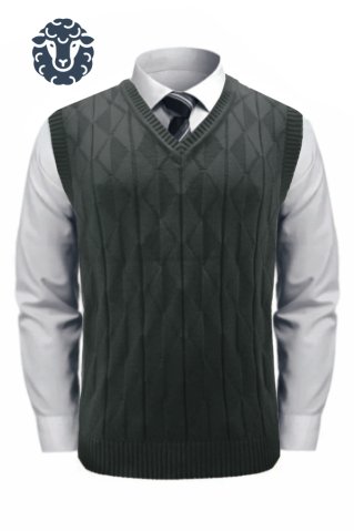 Męska wełniana dzianinowa kamizelka Cerin czarna