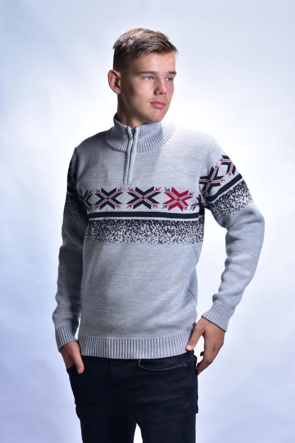 Vlnený nórsky sveter Oscar sivá