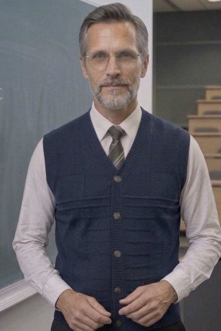 Muški pleteni prsluk na gumbe – tamnoplava