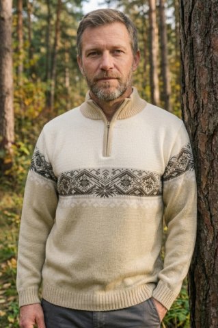Ewident - Pánsky béžový nórsky sveter – Ignac-Z