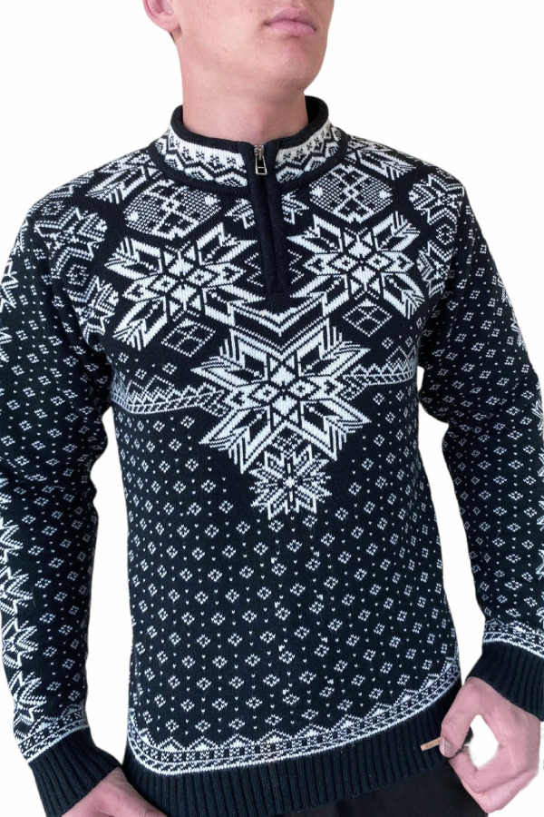Navy norveški pulover s trojanskim ovratnikom Max-Z