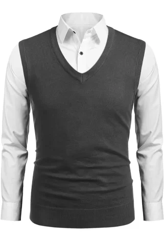 Men's knitted vest JVP2037BB anthracite