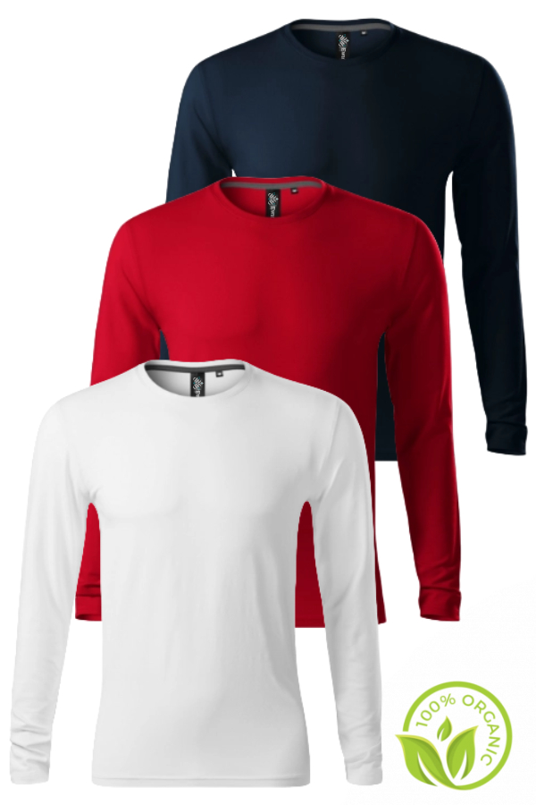 Tričko dlhý rukáv 100% bavlna, AKCIA 3ks za cenu 2ks, navy - biela - červená