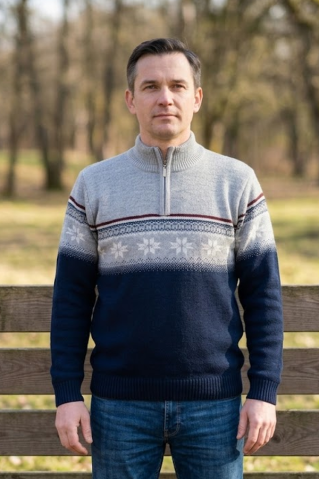Sivý nórsky vlnený sveter Nolan-Z