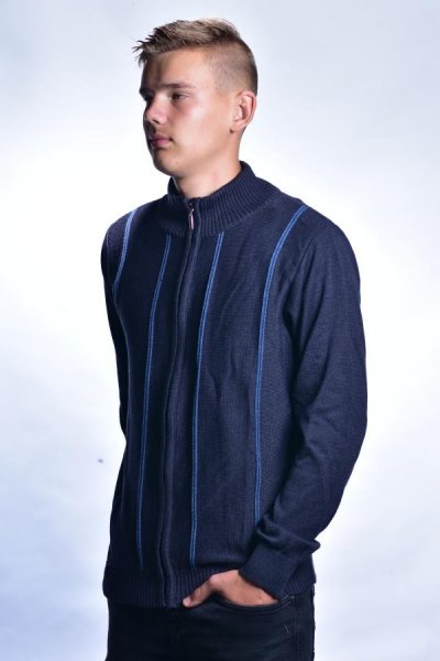Pánsky sveter na krátky zips Nils-Z modrá
