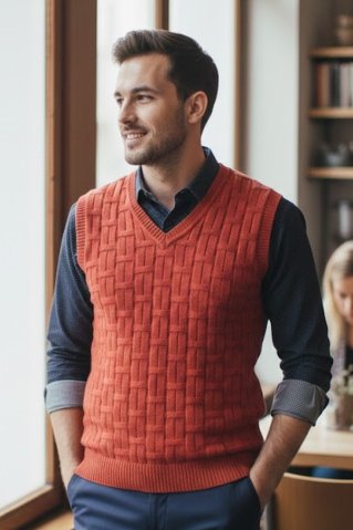Men's knitted vest Otto BB brick red