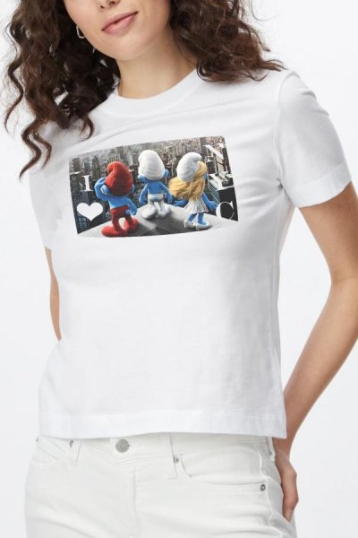Bavlněné Ewident tričko Smurfs biela