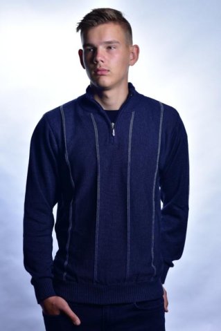 Pulover pentru bărbați cu fermoar scurt Nils-Z albastru