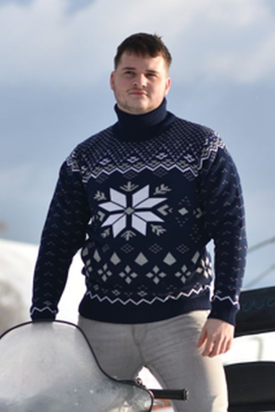 Muški plavi pleteni rolka s norveškim uzorkom Gracio-R