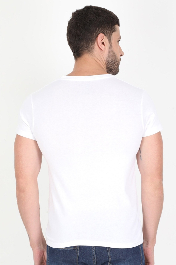 Tricou bărbați 92% bumbac - 8% elastan alb