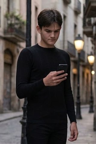 Pulover de negru pentru bărbați 8325