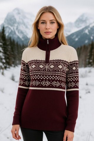 OSLA – Women’s Norwegian Knit Sweater in Burgundy