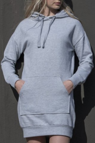 Hanorac de damă cu glugă prelungită 91015 grey