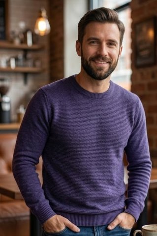 Muški pleteni pulover Milan – Reljefni uzorak, tamnoplava