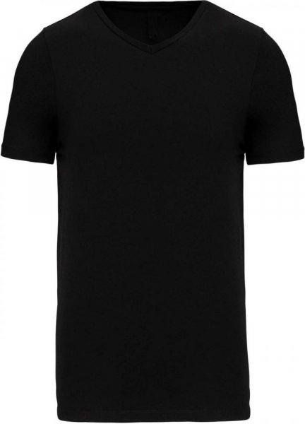 Tricou pentru bărbați elastic 32516X 92% bumbac - 8% elastan negru