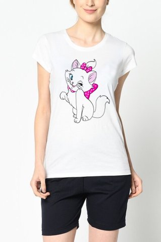 Női rövid pizsama Catpyz fehér