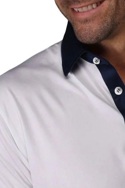 Tricou polo alb bărbați cu mânecă scurtă Noris