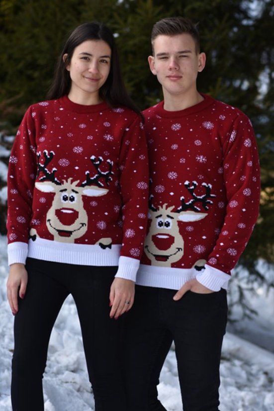Muški crveni božićni pulover s jelenom – Sobik-KOPIE