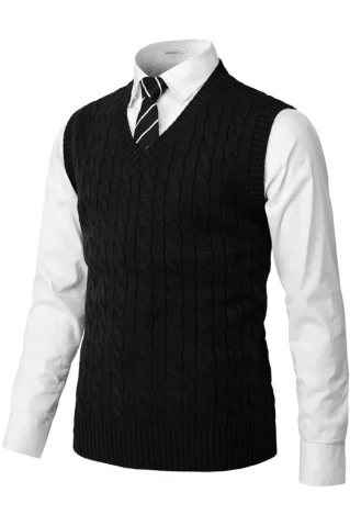 Muški pleteni prsluk CrimBB crna