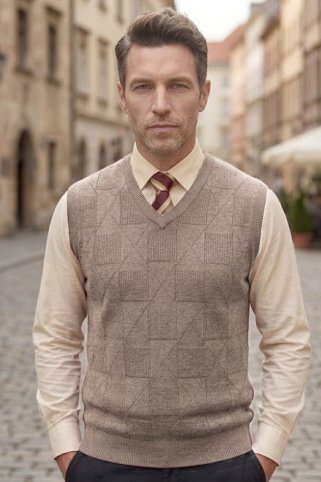 Muški pleteni prsluk Riko BB betonske boje