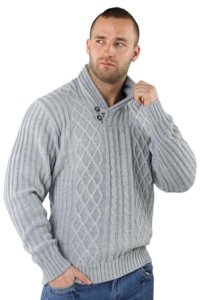 Férfi kötött pulóver KONGO szürke