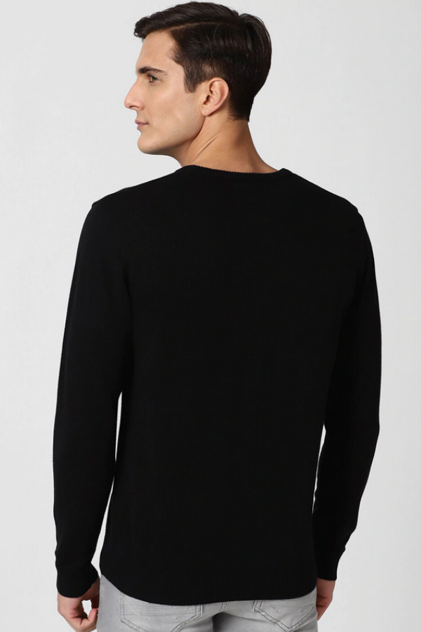 Jednofarebný bavlnený pulóver čierna P2037B