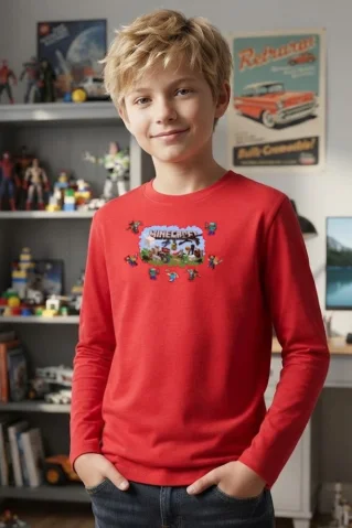 Minecraft_team detské tričko červené