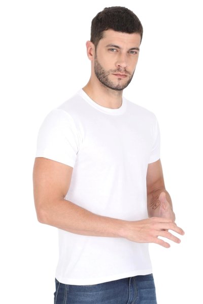 Tricou bărbați 92% bumbac - 8% elastan alb