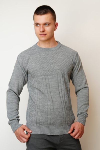 Jednobarevný vzorovaný pulovr MIŠO šedá