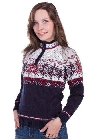 Igora-Z – dámsky pletený nórsky sveter v modrej farbe