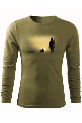 Poľovnícke tričko s poľovníckym psom pri západe slnka Sunsetdogs
